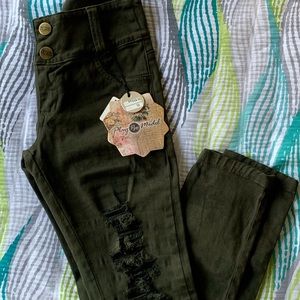 Army fatigue distressed ripped jeans new with tags